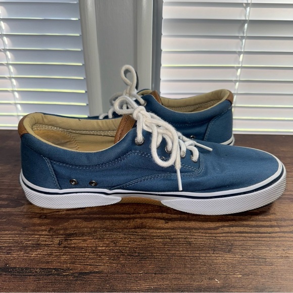 SPERRY Mens Shoes Top Sider Size 9 Blue Halyard Sneakers Low Top Lace Up Low - Picture 4 of 9